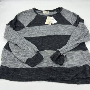 Everleigh Black/Grey Color Block Stripe Sweater XL NWT